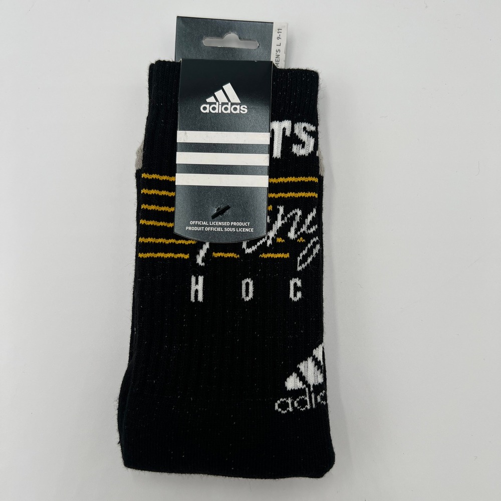 Adidas Pittsburgh Penguins NHL Mens Crew Socks Black Gold Size L‎ 9-11